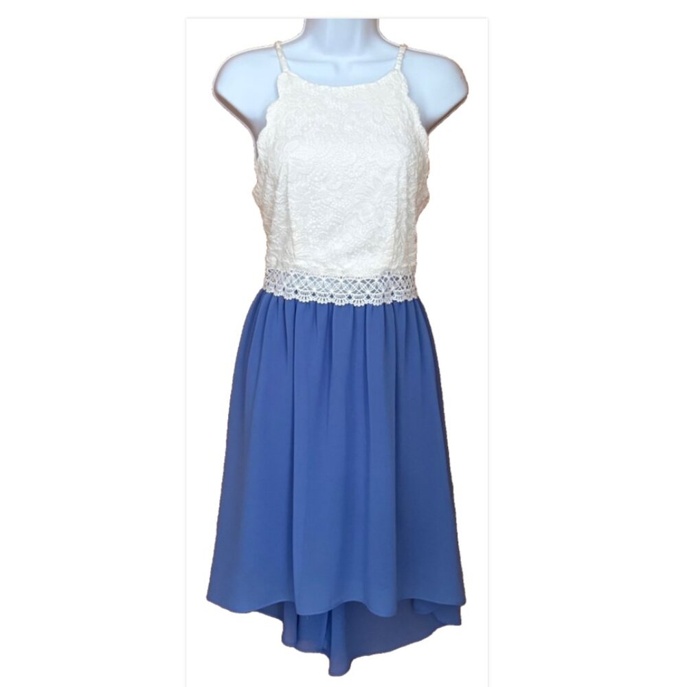 *NWT by&by Dress Lace Graduation Wedding Fairycore Ethereal Coquette Blue White